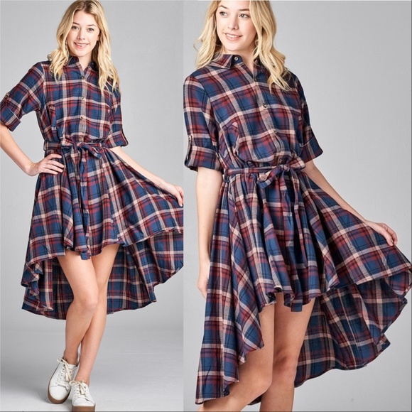 MODA ME COUTURE Dresses & Skirts - DRESS PLAID DRESS FLOWING